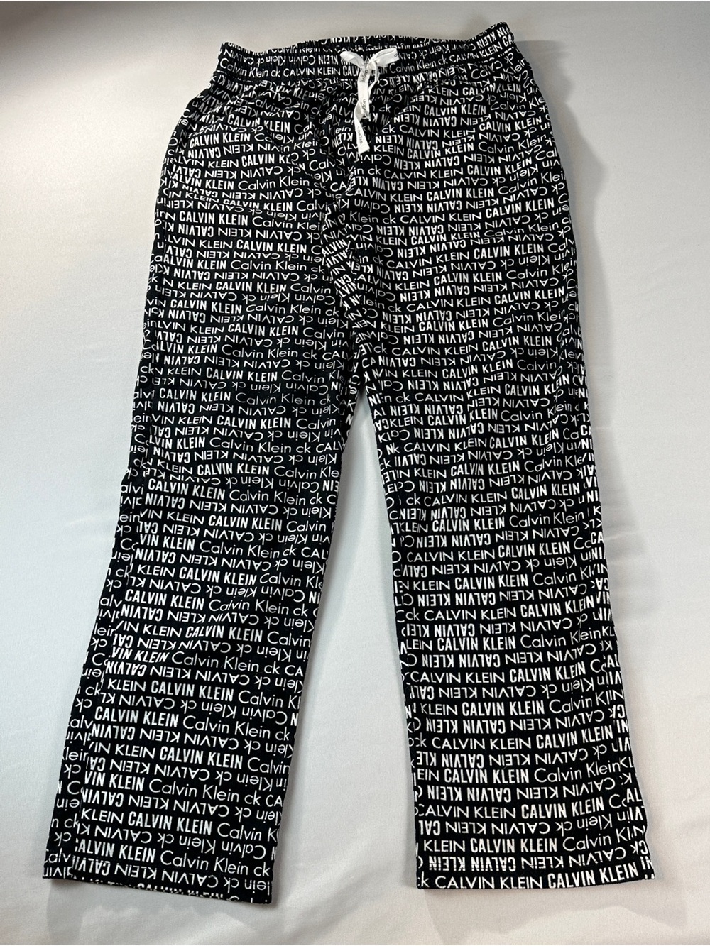 Calvin Klein Women’s Pajama Pants Black Logo Lounge Elastic Waist Drawstring